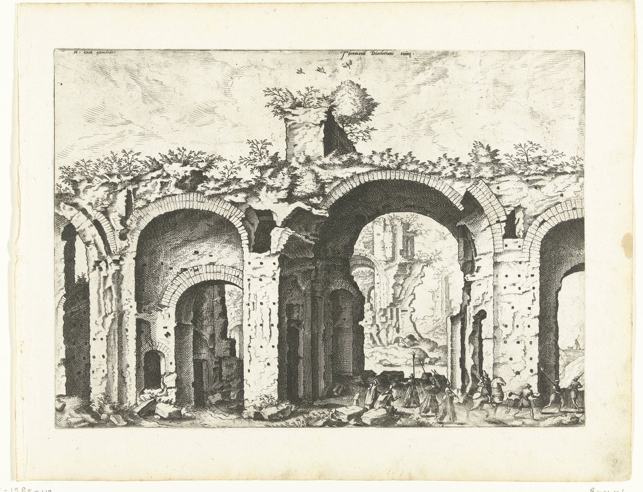 Seconda vista delle Terme di Diocleziano, rovine romane, 1561 (serie) da Johannes of Lucas van Doetechum (attributed to)