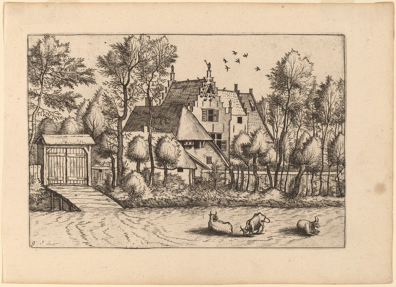 Casa di campagna con fossato da Johannes van Doetechum, the Elder and Lucas