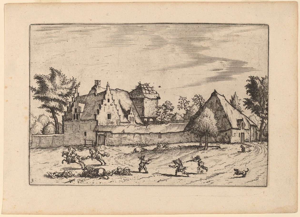 Fattorie in un cortile da Johannes van Doetechum, the Elder and Lucas