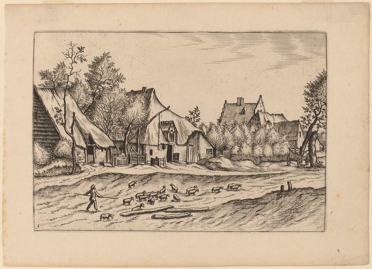 Fattorie in un villaggio da Johannes van Doetechum, the Elder and Lucas