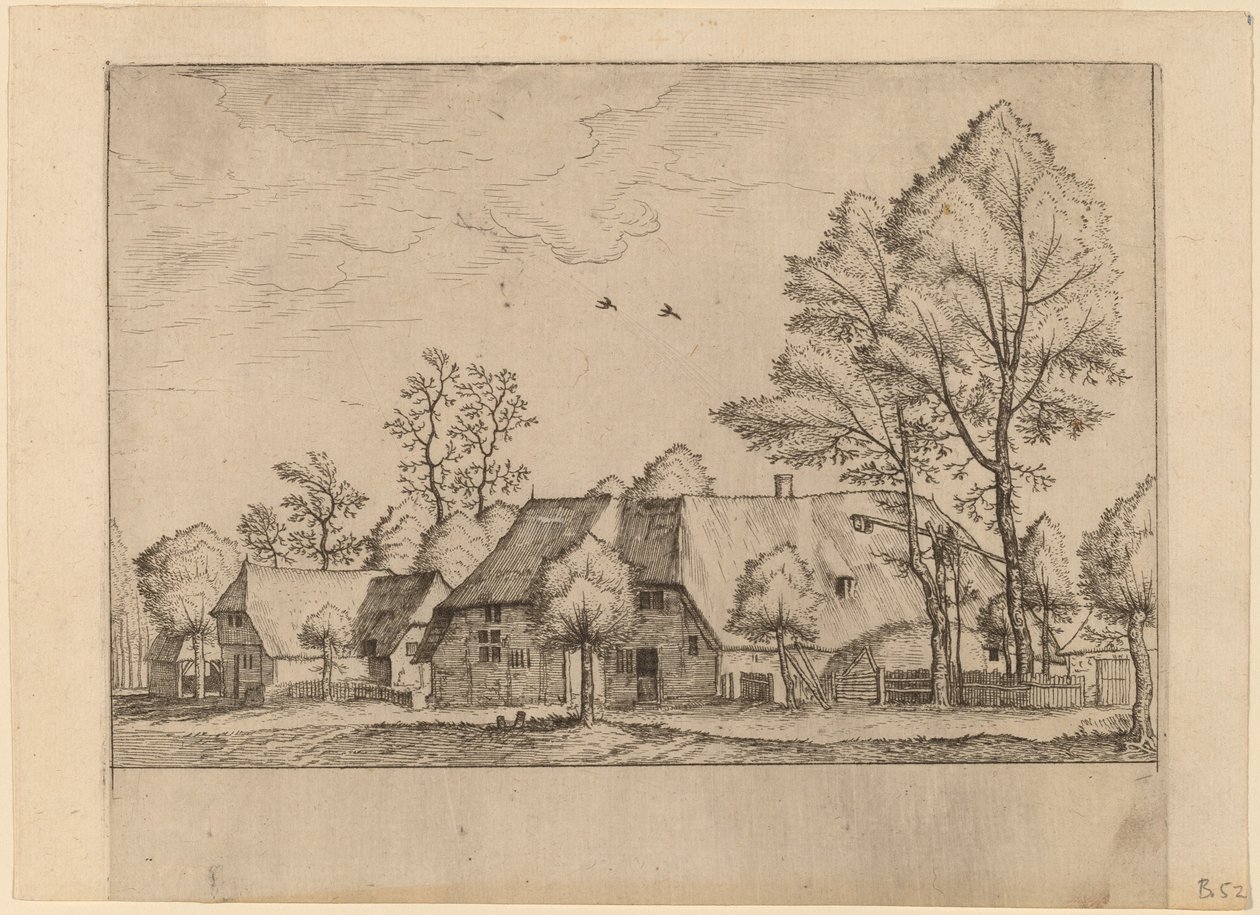 Grande fattoria con pozzo a secchio da Johannes van Doetechum, the Elder and Lucas