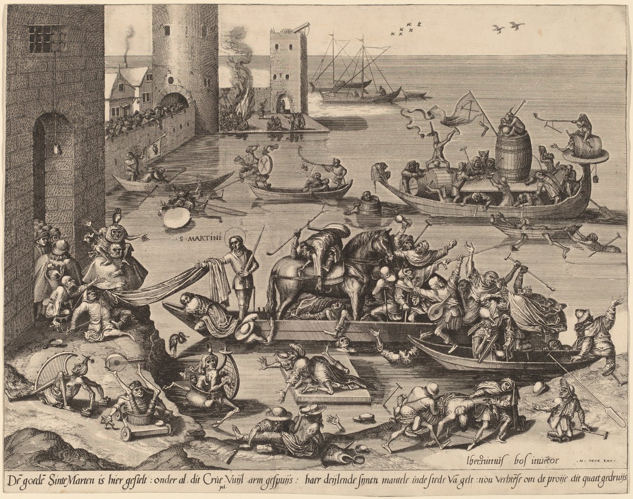 San Martino con il Suo Cavallo su una Nave da Johannes van Doetechum, the Elder, and Lucas