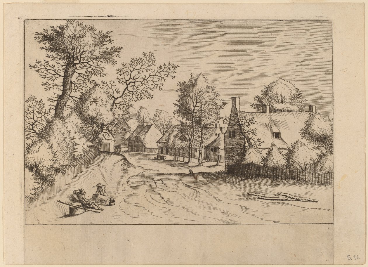 Strada del villaggio da Johannes van Doetechum, the Elder and Lucas
