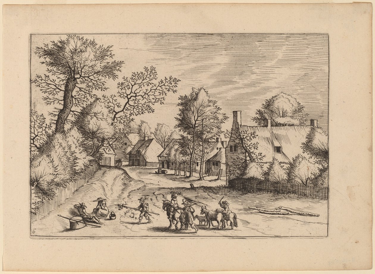 Strada del villaggio da Johannes van Doetechum, the Elder and Lucas
