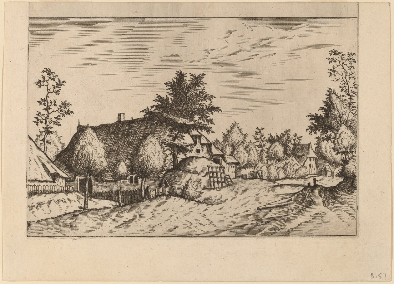 Strada del villaggio da Johannes van Doetechum, the Elder and Lucas