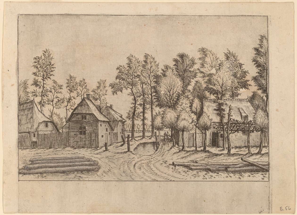 Strada del villaggio da Johannes van Doetechum, the Elder and Lucas