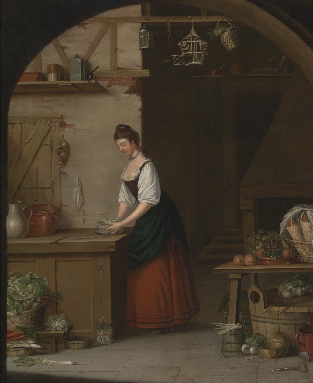 Ragazza che raccoglie asparagi da John Atkinson