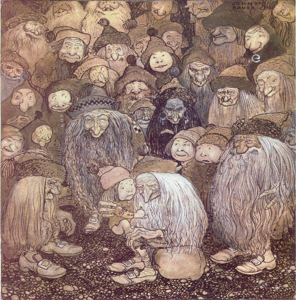Ma come entro nella montagna, chiese il ragazzo gnomo da John Bauer