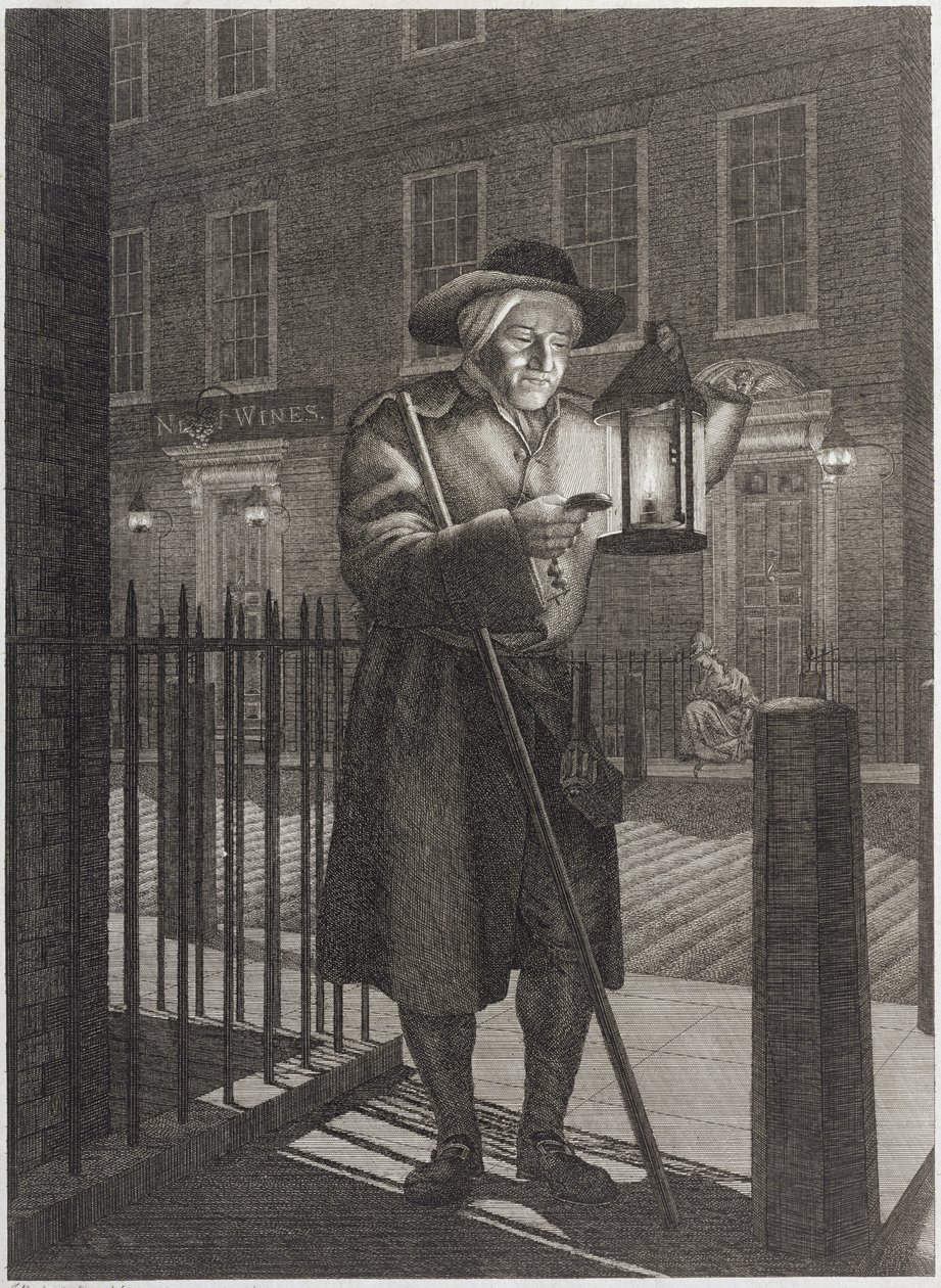 Guardiano di Londra con la sua lanterna al chiaro di luna da John Bogle