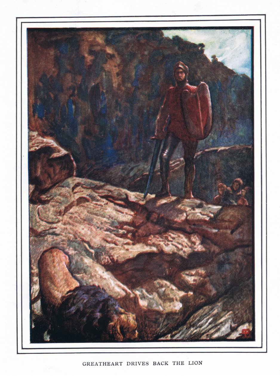 Great-Heart respinge il leone da John Byam Liston Shaw
