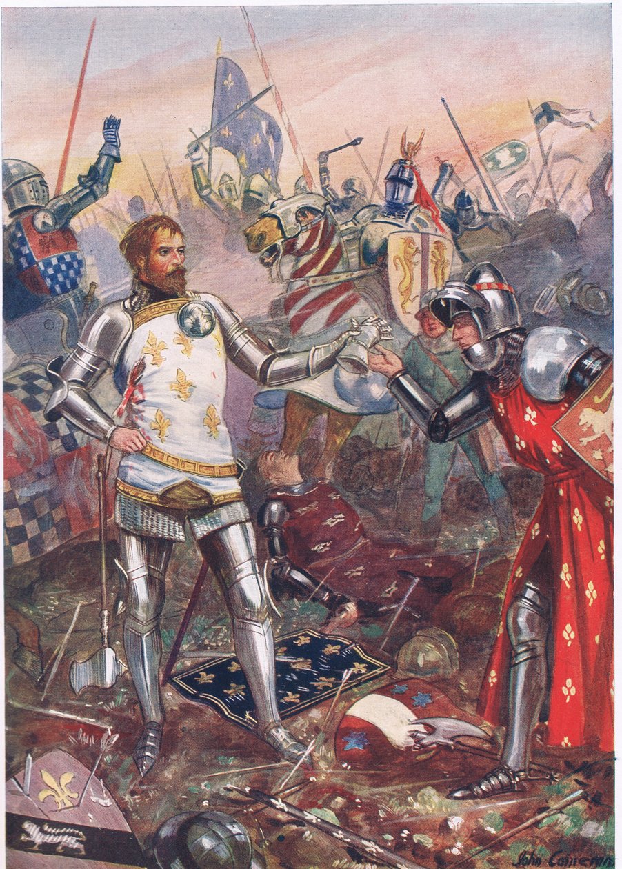 La Resa di Giovanni II di Francia alla Battaglia di Poitiers, illustrazione da 