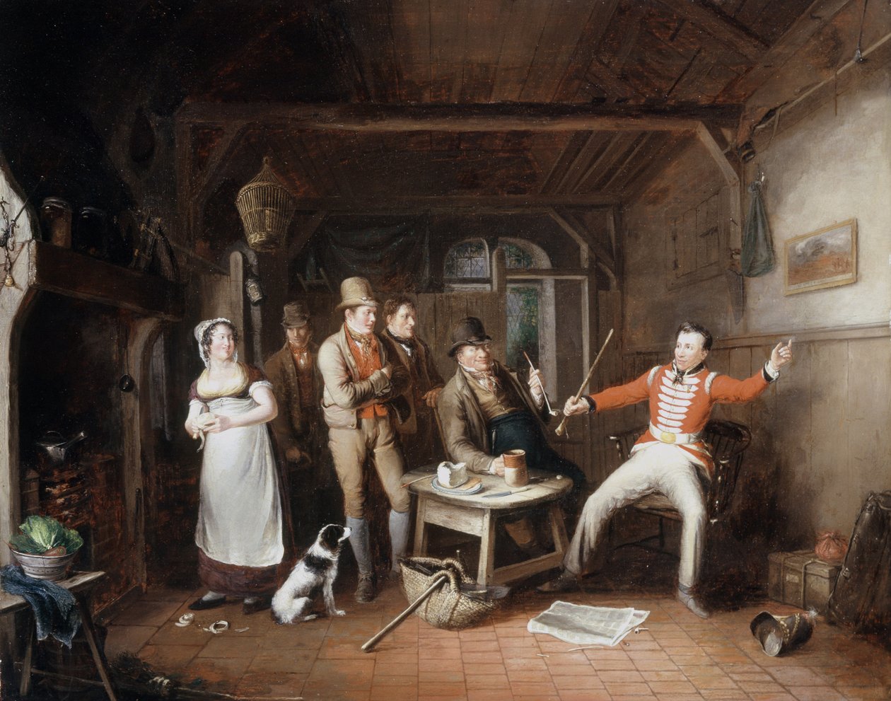 Un soldato che racconta le sue imprese in una taverna, 1821 da John Cawse