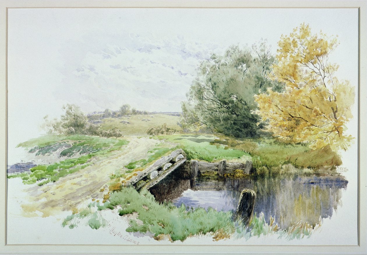 Paesaggio con ponte su un ruscello da John Clayton Adams