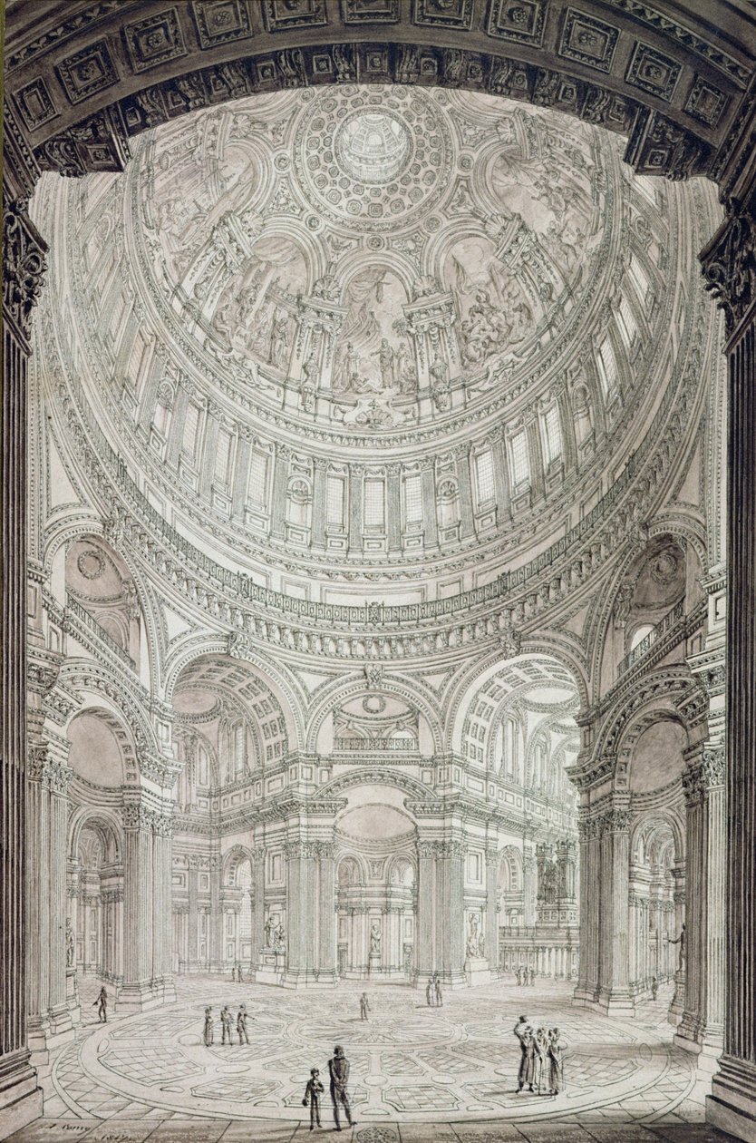 Interno della cattedrale di St. Paul, 1817 da John Coney