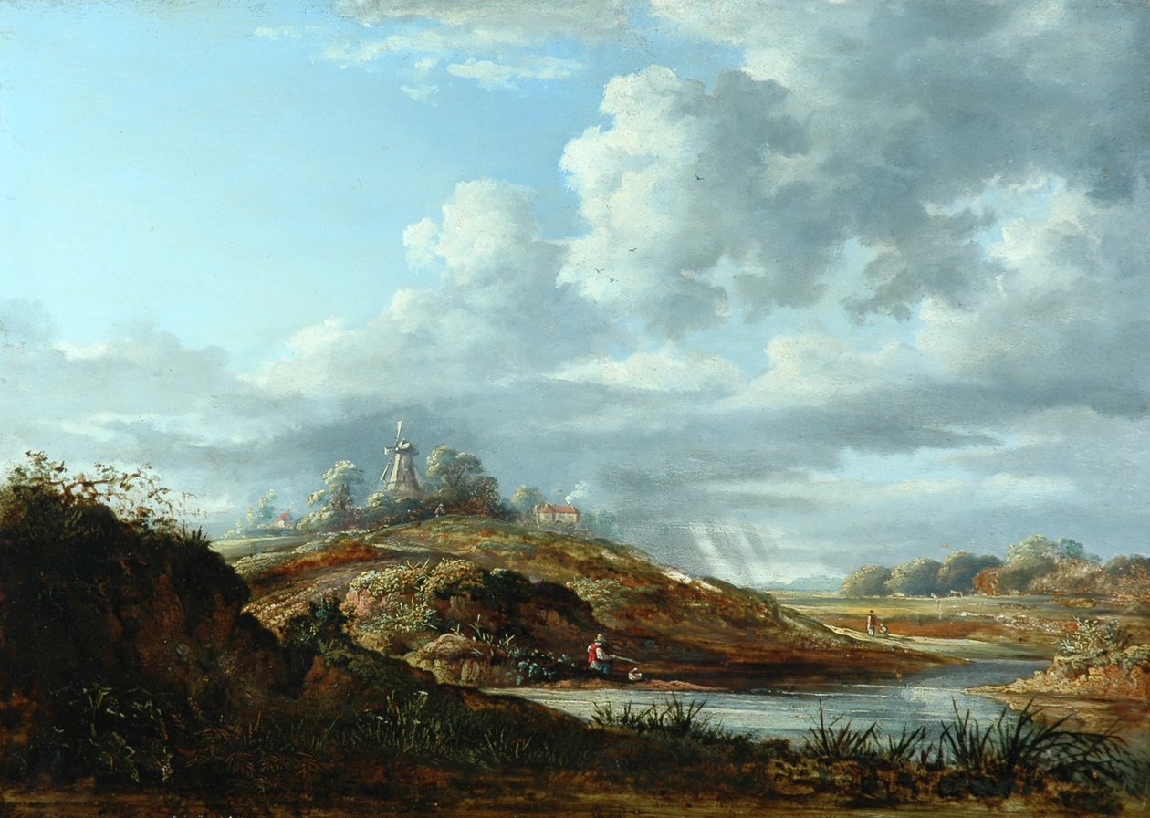 Un mulino a vento sopra un fiume da John Constable