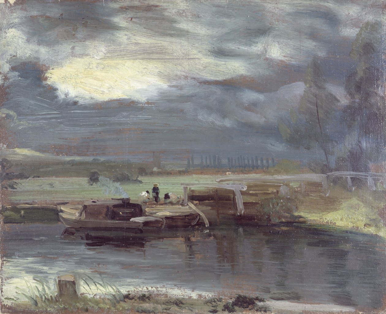 Chiatte sullo Stour con la Chiesa di Dedham in Lontananza, 1811 da John Constable
