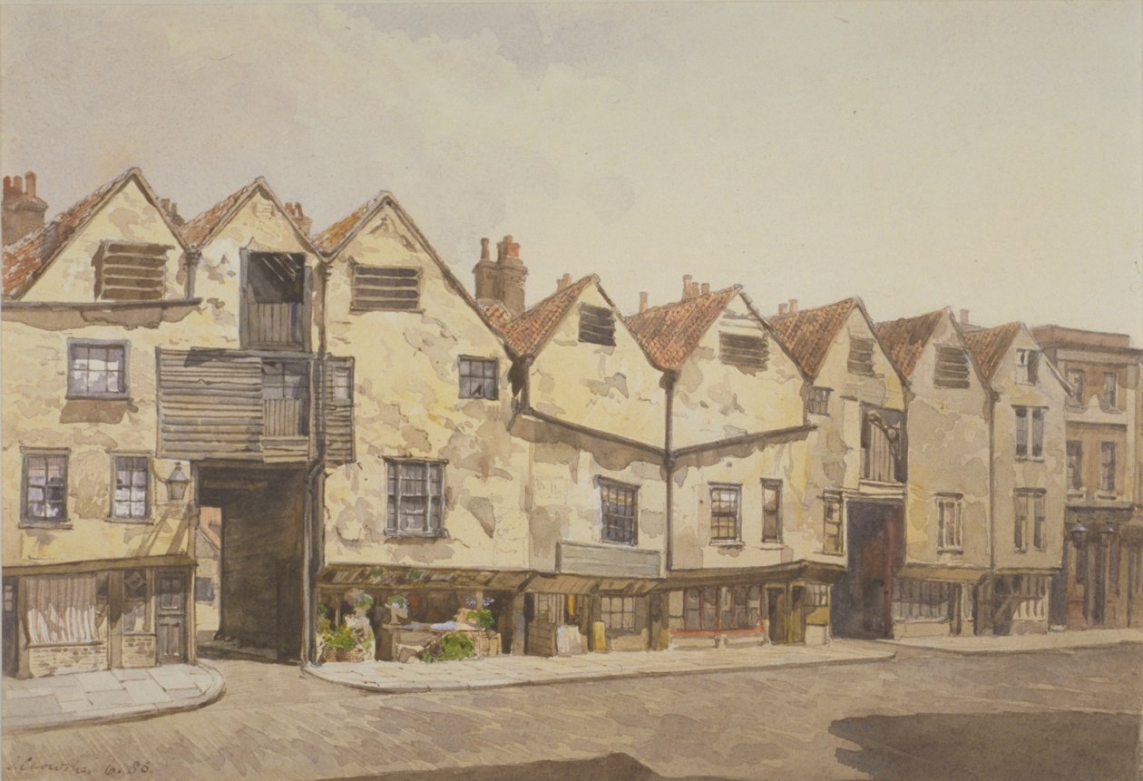 Vista di negozi e case, Bermondsey Street, Bermondsey, 1886 da John Crowther