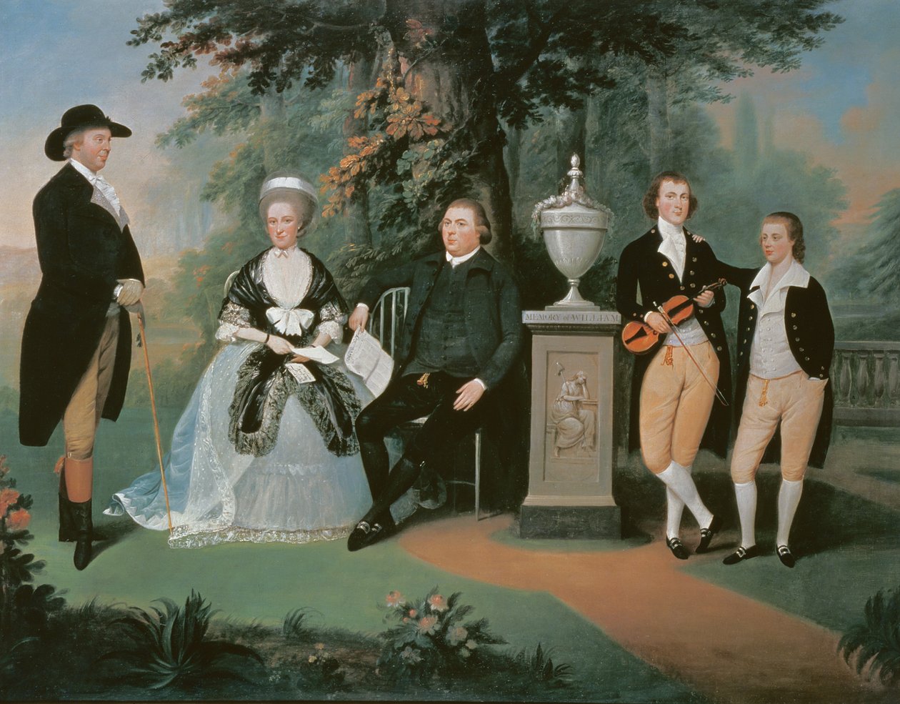 Membri della famiglia Wilson riuniti attorno a un memoriale di William Pitt il Giovane da John Downman