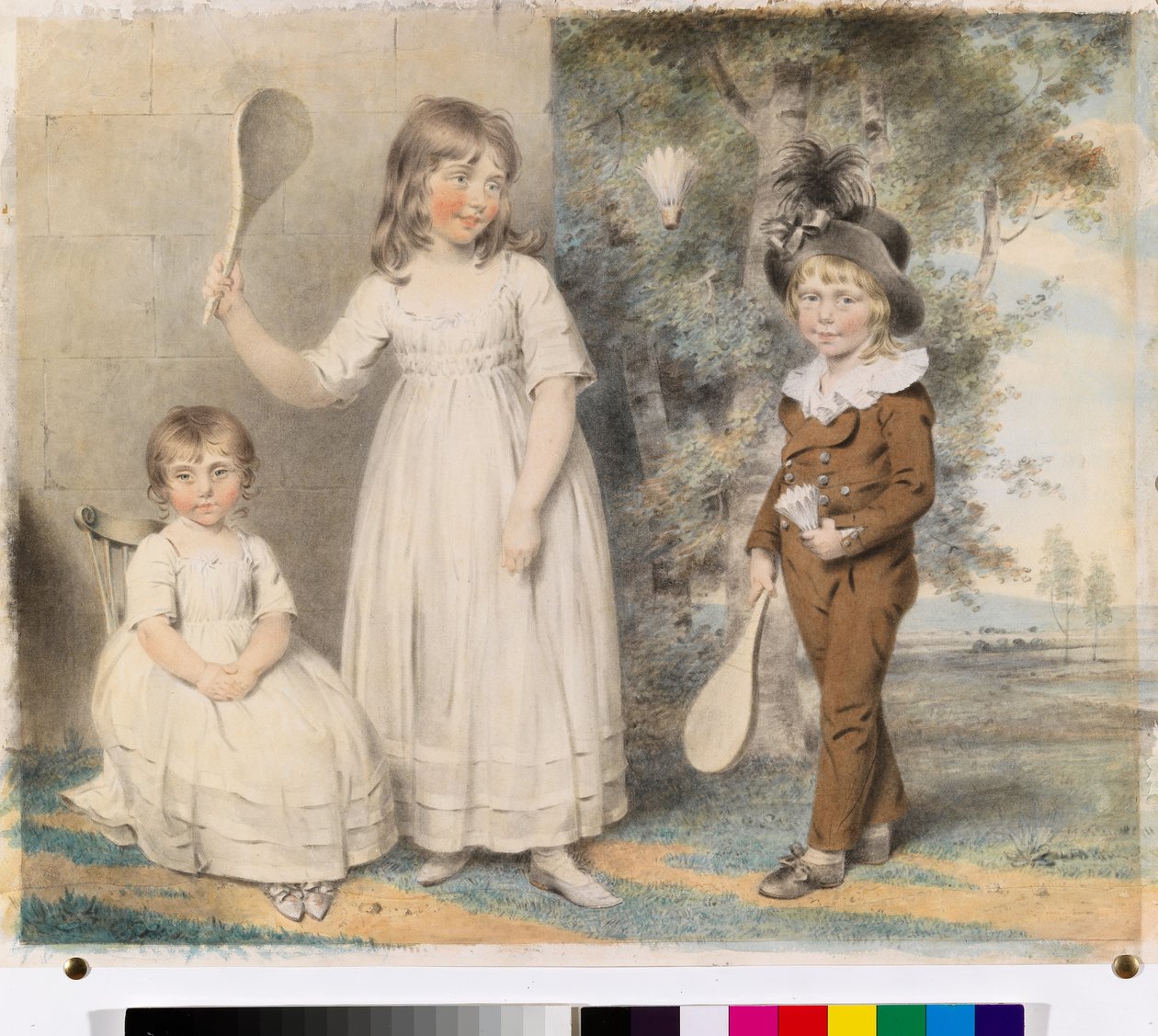 I bambini di Frederick ed Ellen Ray di Abingdon, Berkshire, in un paesaggio, 1795 da John Downman