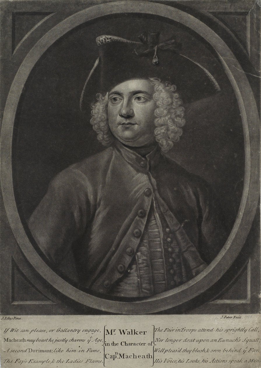 Il Sig. Walker nel Personaggio del Capitano Macheath, inciso da John Faber il Giovane, 1728 da John Ellys