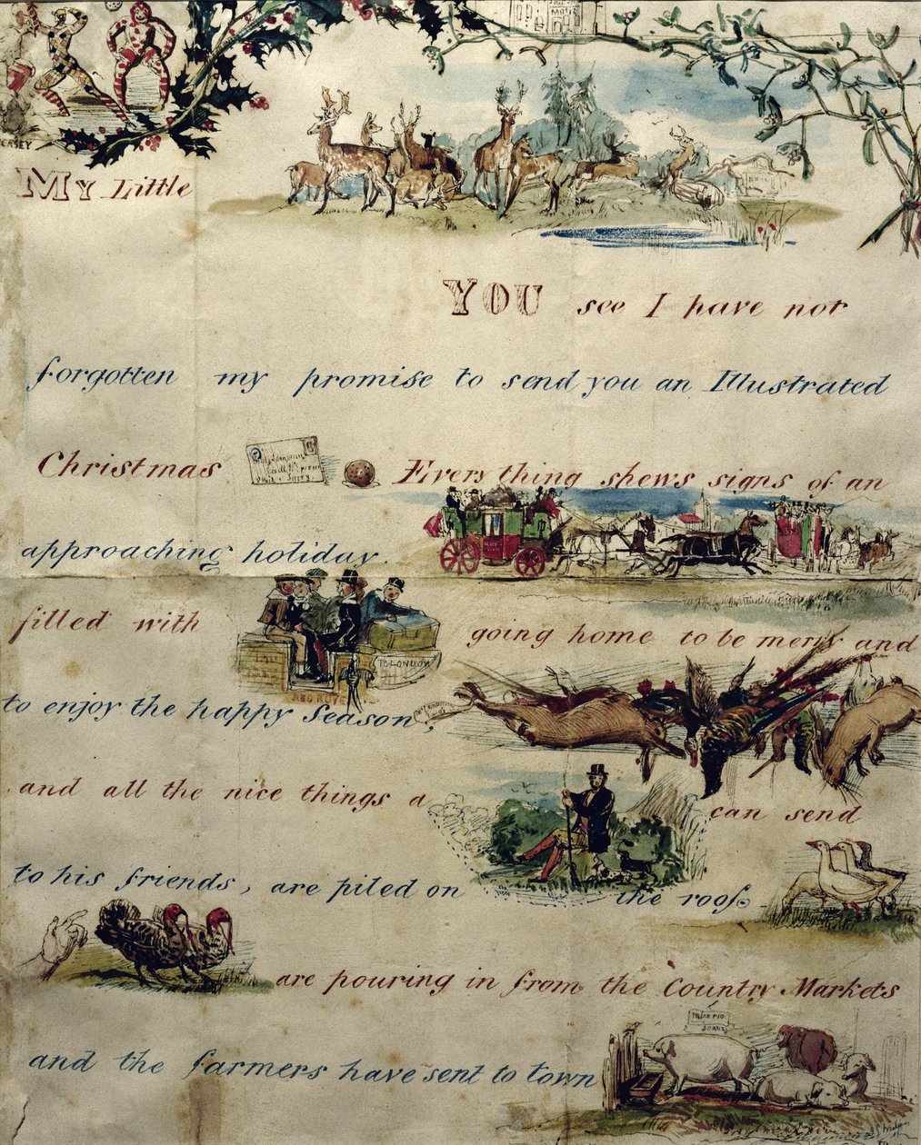 Una lettera di Natale scritta con pittogrammi da John Everett Millais