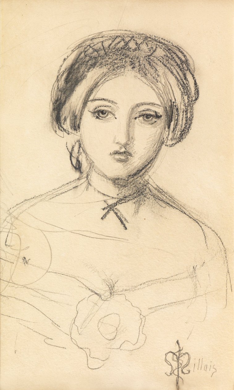 Una bellezza inglese nello stile di John Leech, c.1853 da John Everett Millais