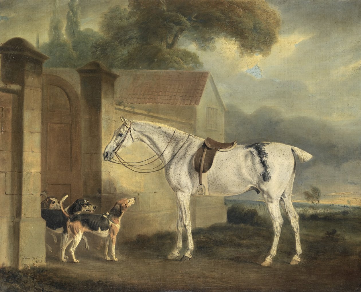 Il cacciatore grigio di Lord Lonsdale, Brass, a Cottesmore con i cani di Cottesmore da John Ferneley