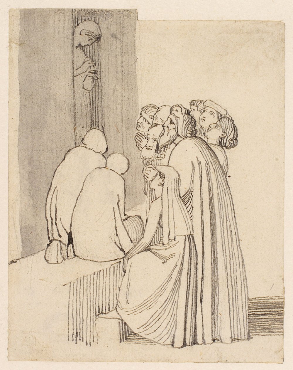 Una famiglia di mendicanti intorno a una porta da John Flaxman