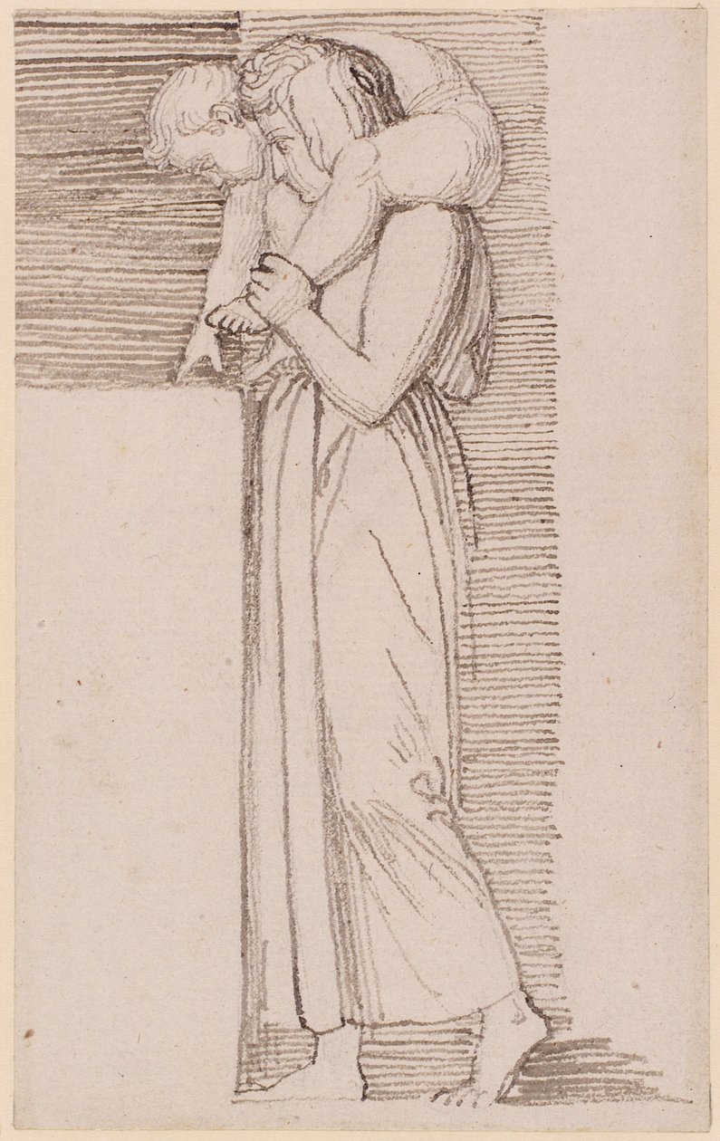 Donna con un bambino nudo sulla spalla, rivolta a sinistra da John Flaxman
