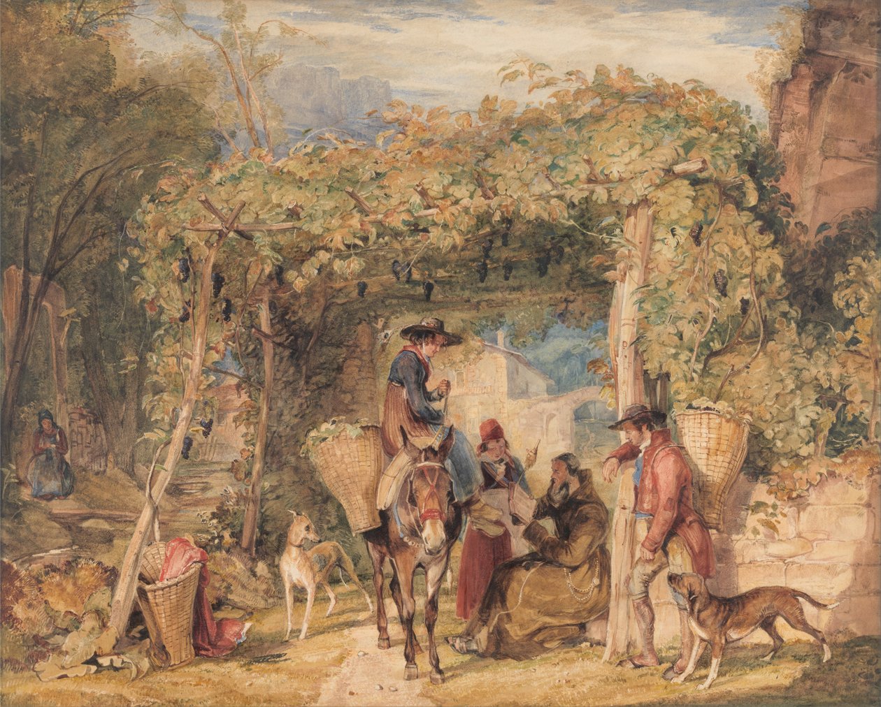 Figure e animali in un vigneto da John Frederick Lewis
