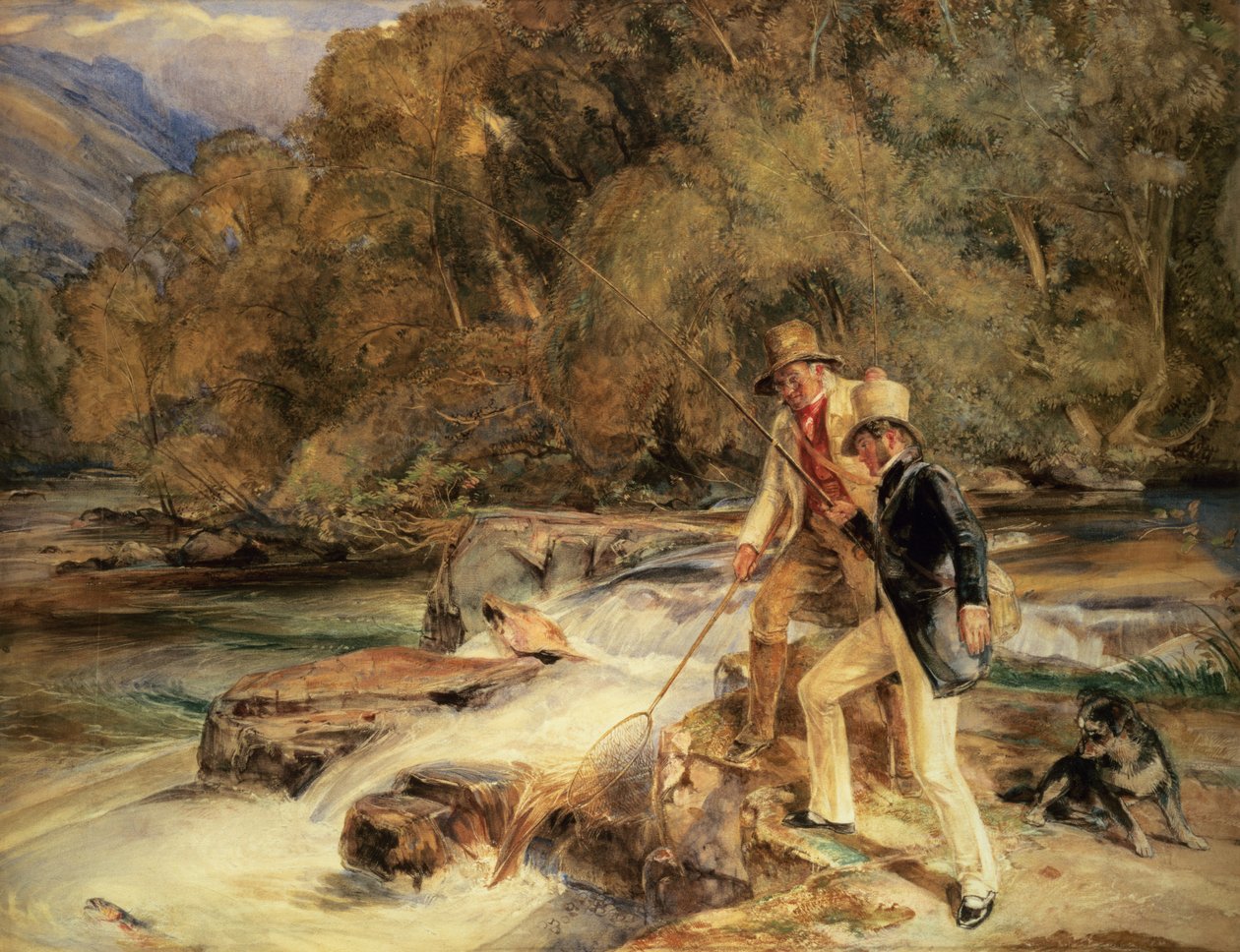 Landseer e Lewis pescano da John Frederick Lewis