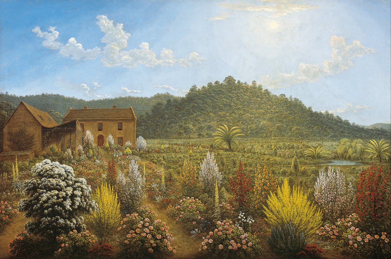 Vista della casa e del giardino dell