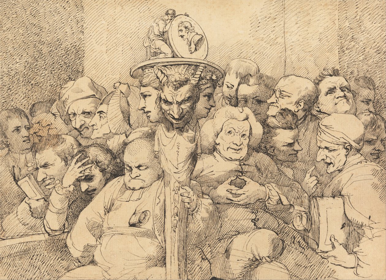 Personaggi letterari riuniti attorno al medaglione di Shakespeare da John Hamilton Mortimer
