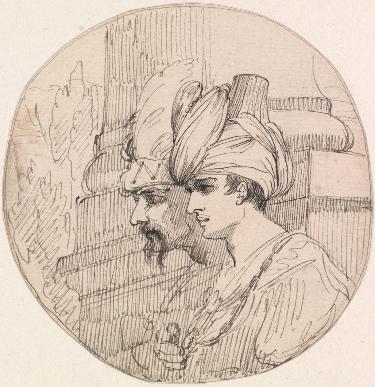 Due teste in un medaglione da John Hamilton Mortimer