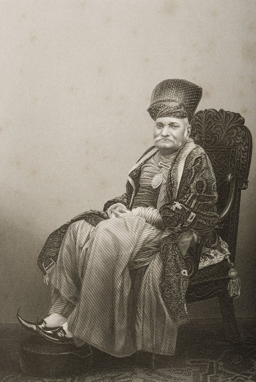 Sir Jamsetjee Jeejeebhoy (1783-1859) inciso da D.J. Pound da una fotografia, da 