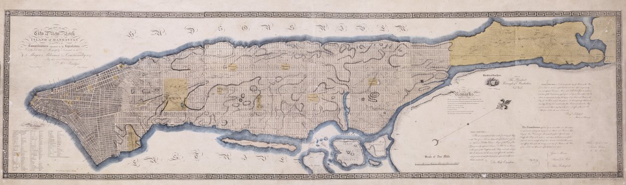Commissioner Plan, una mappa della città di New York, dai commissari nominati da un atto legislativo del 3 aprile 1807, inciso da P. Maverick, 1811 da John Jr. Randel