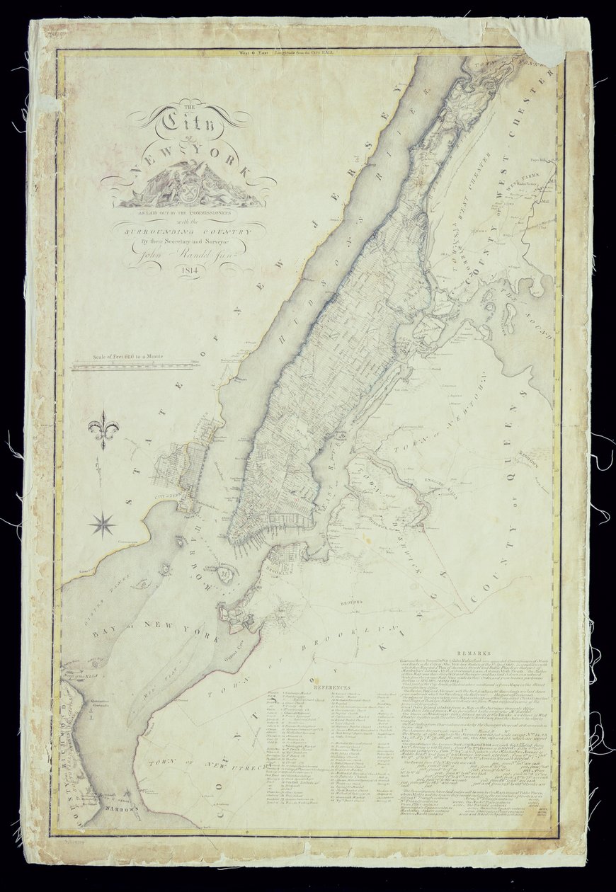 Mappa della città di New York come delineata dai commissari, 1814 da John Jr. Randel
