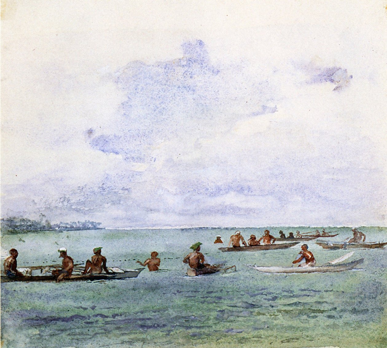 Una festa di pesca, Samoa, 1890 da John La Farge or Lafarge