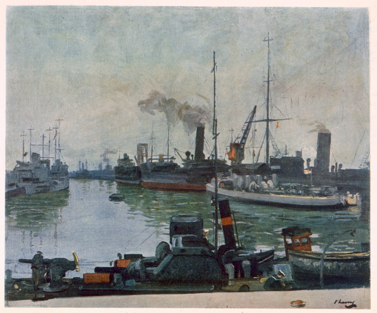 Barche di pattuglia, da Artisti Britannici al Fronte, Continuazione del Fronte Occidentale, 1918 da John Lavery