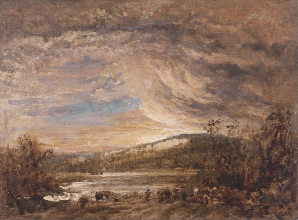 Paesaggio fluviale, tramonto da John Linnell