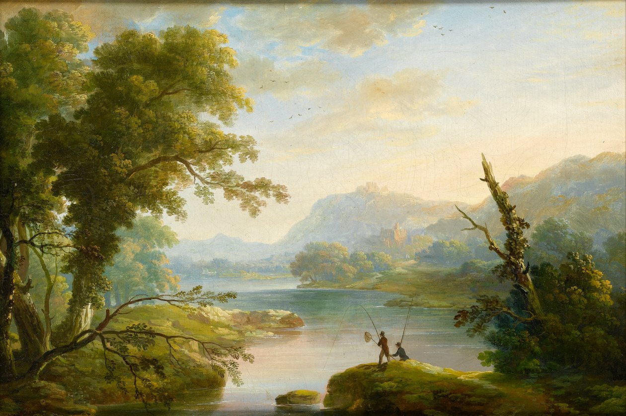 Pescatori in un paesaggio lacustre da John Martin