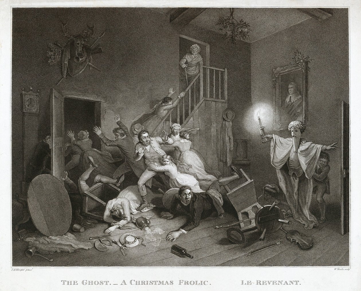 Il fantasma - Un divertimento natalizio - Le Revenant, stampato 1814 da John Massey Wright