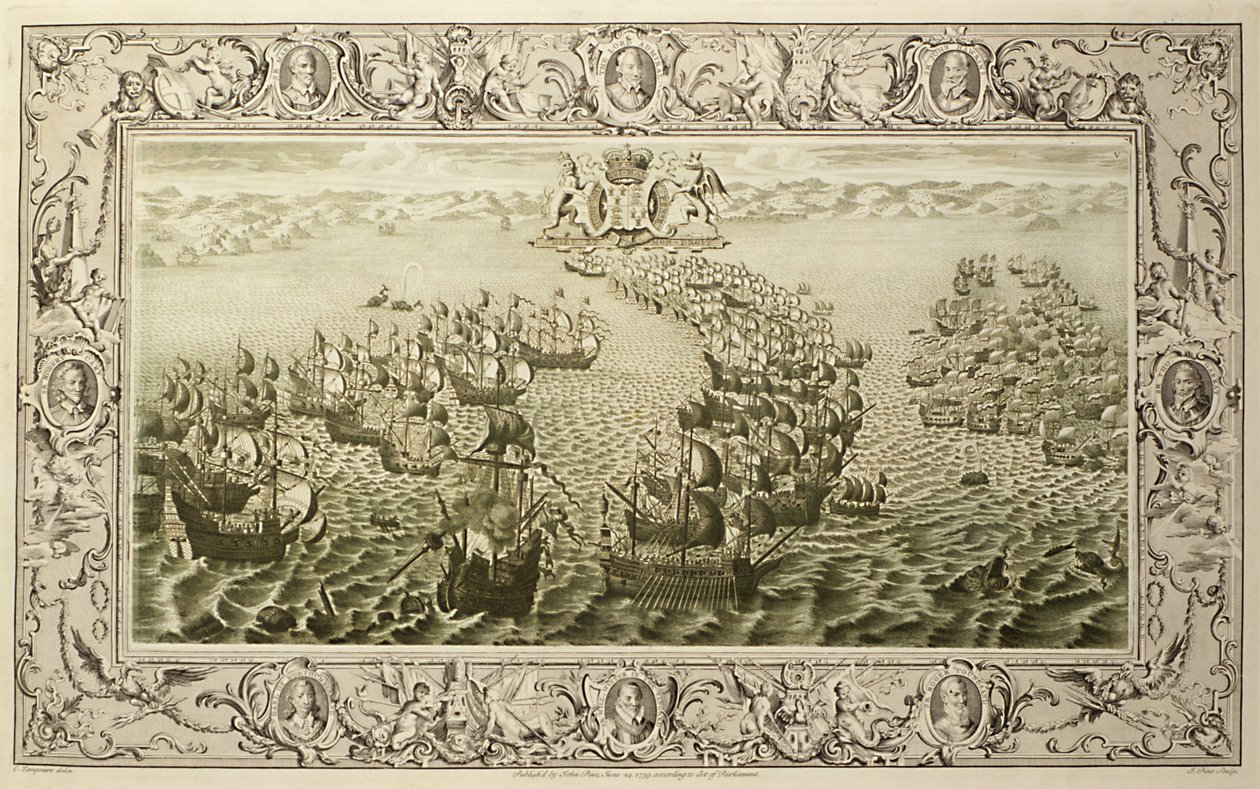 Armada (incisione da un arazzo), 1739 da John Pine