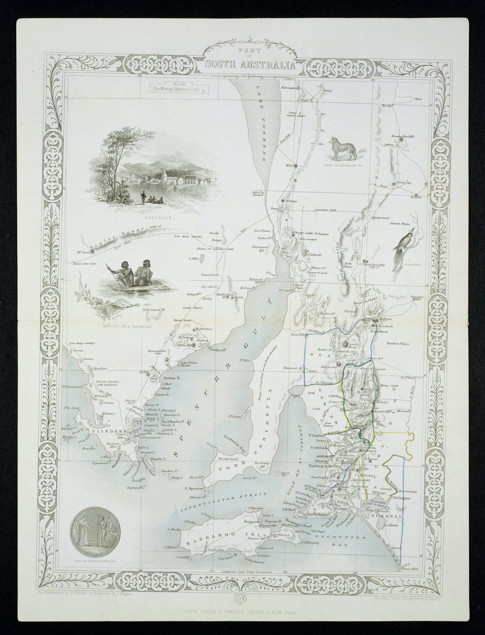Parte del Sud Australia, da una serie di mappe del mondo pubblicate da John Tallis e Co, New York e Londra, 1850s da John Rapkin