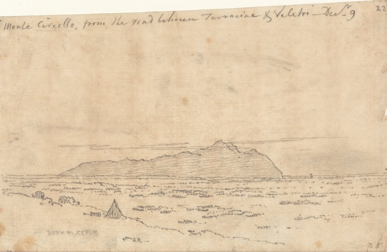 Monte Circeo dalla strada tra Terracina e Velletri da John Robert Cozens
