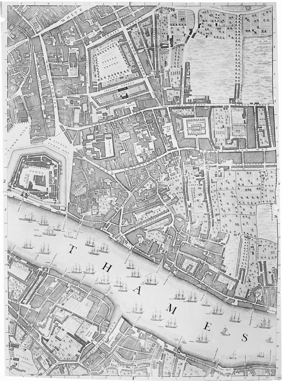 Mappa della Torre di Londra, 1746 da John Rocque
