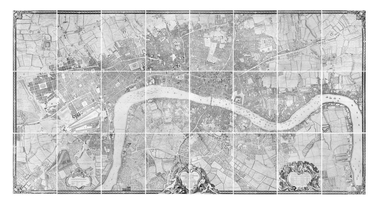 Una pianta delle città di Londra e Westminster, e del borgo di Southwark, 1746 da John Rocque