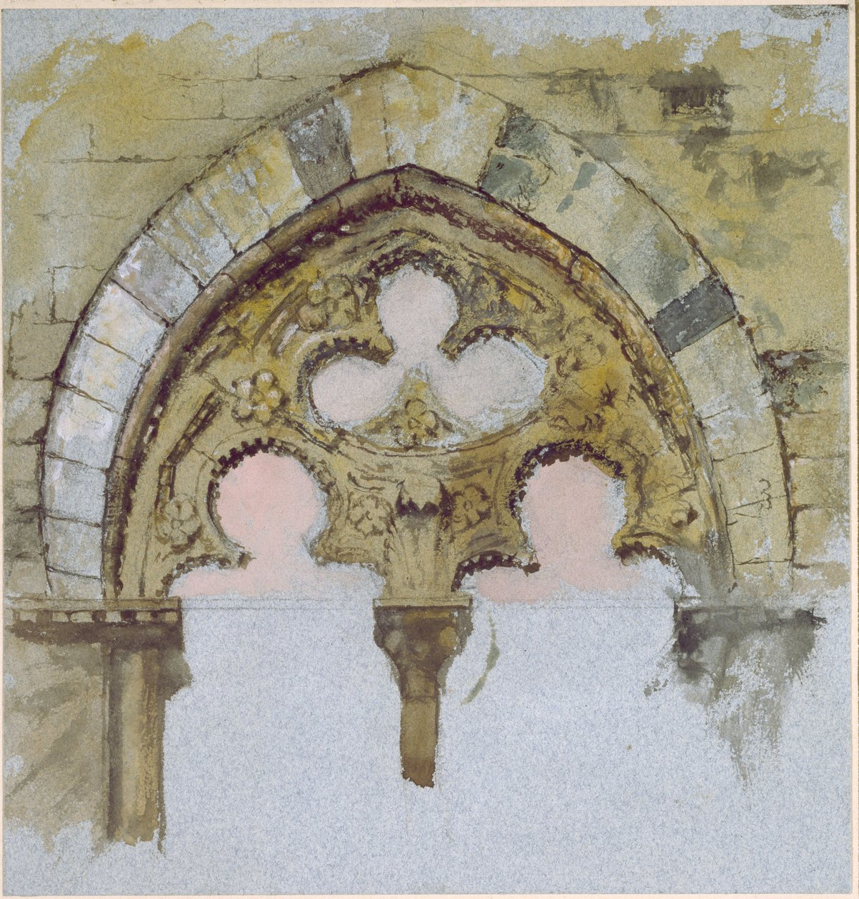 Una finestra del Palazzo Tolomei, Siena, che mostra la rude e asimmetrica disposizione delle pietre massicce, 25 - 27 giugno 1870 da John Ruskin