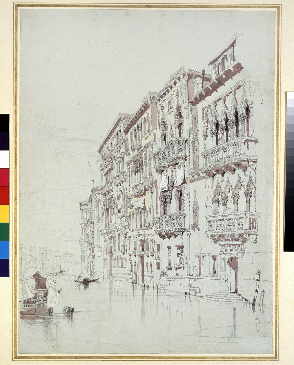 Il Palazzo Contarini-Fasan, Venezia, 6 - 16 maggio 1841 (grafite, acquerello e gouache, con alcune raschiature, su carta grigia) da John Ruskin