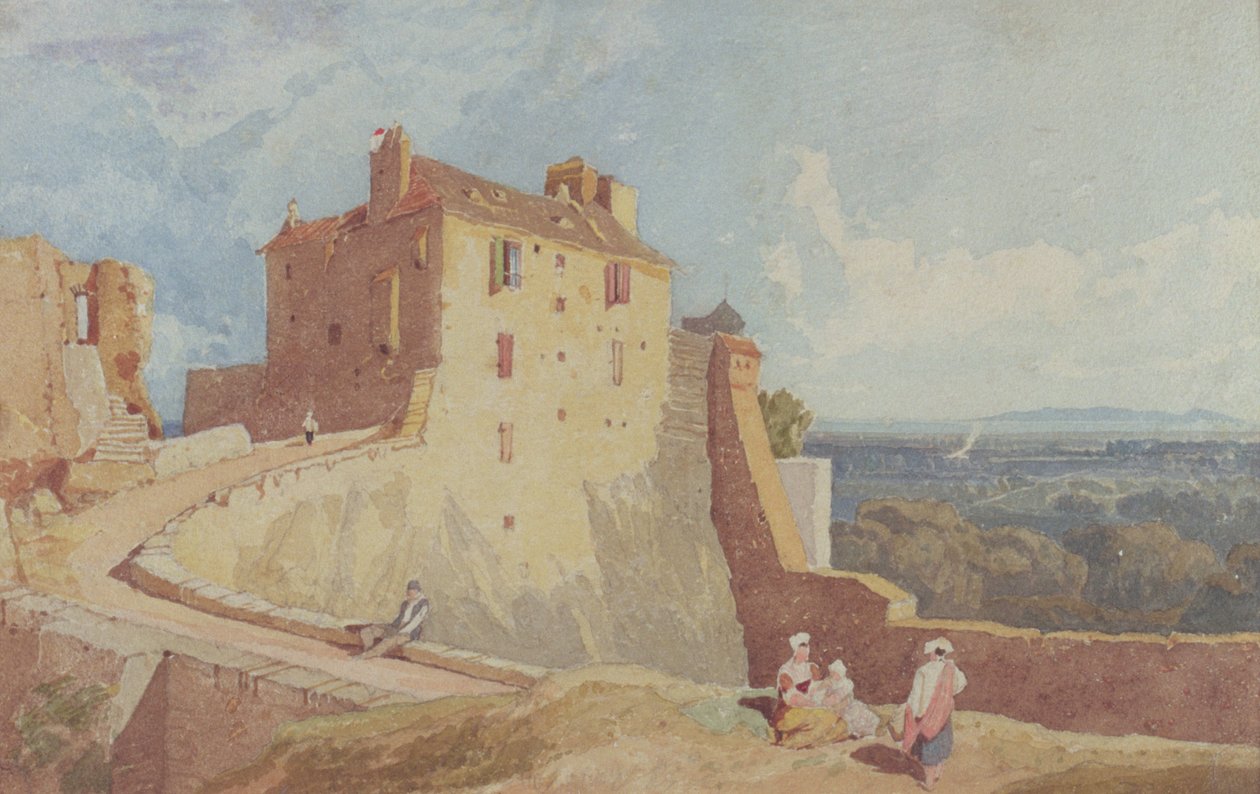 Figure sulle mura di Domfront da John Sell Cotman